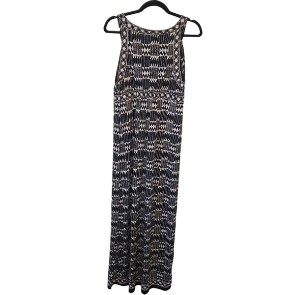 Max Studio Medium Boho Geometric Print Black White V-Neck Sleeveless Maxi Dress - Picture 2 of 13